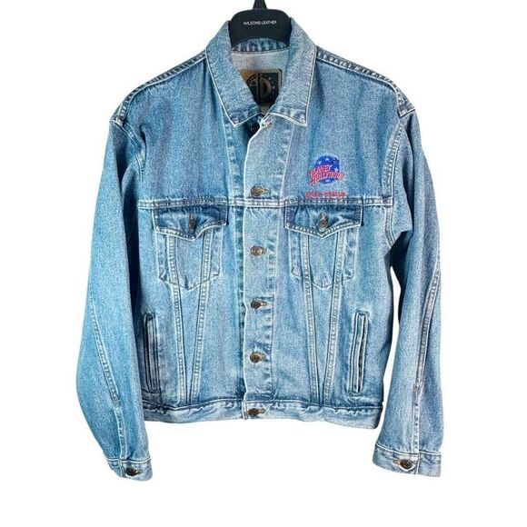 Vintage Planet Hollywood Lake Tahoe Trucker Jacket Men's Size M Jean Denim Coat - Picture 2 of 10